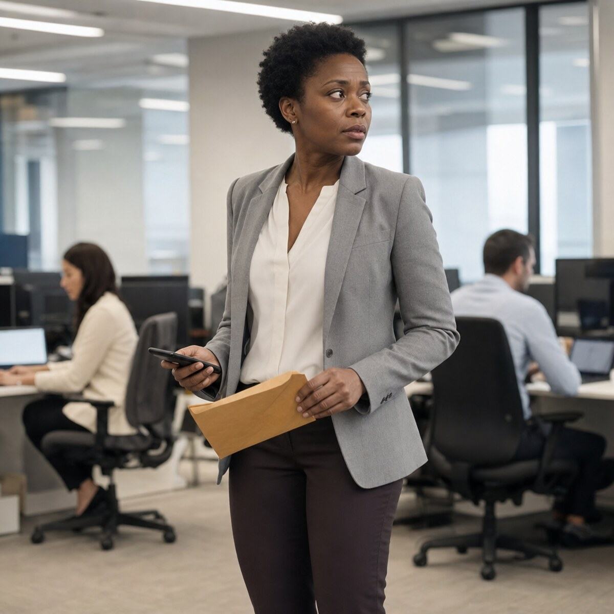 Employee reviewing a report before speaking up about retaliation