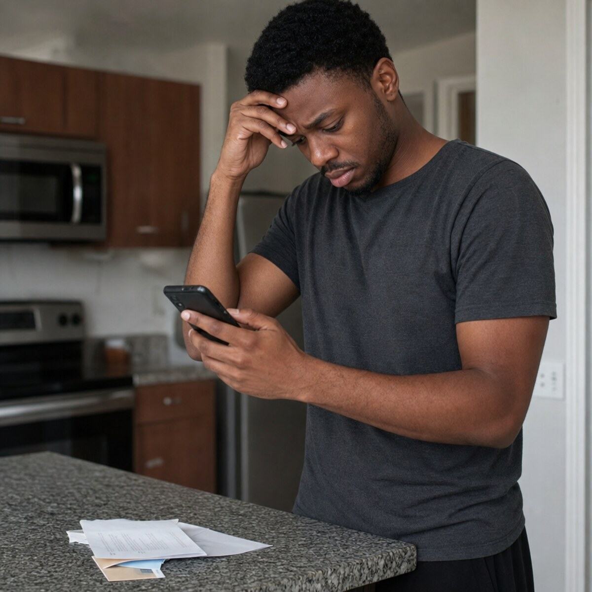 Worker completing unemployment compensation benefit forms